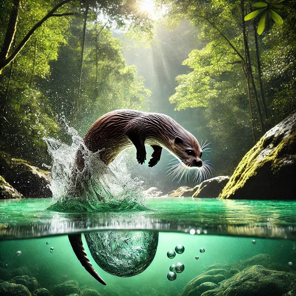 An otter mid-dive